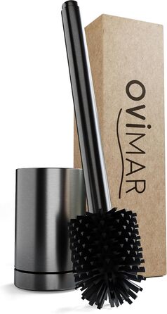 Торцева щітка для унітазу Arosund | Силіконова щітка для унітазу | З вентиляцією | Свободно стояча | Головка щітки з нержавіючої сталі | З резервуаром для мийного засобу | Знімний піддон для крапель | Щітка для унітазу (Gunmetal)