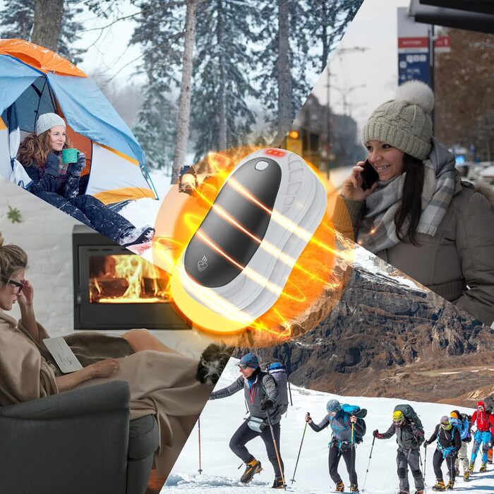 Електричні грілки для рук, 2 шт. Переносні кишенькові грілки, акумуляторні, 6000mAh, 3 режими нагріву, швидкий нагрів, ідеальний подарунок для спорту на відкритому повітрі, Різдво взимку, білий/чорний