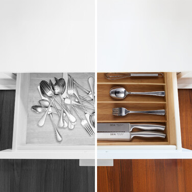 Relaxdays Bamboo Cutlery Box, 6 Compartments