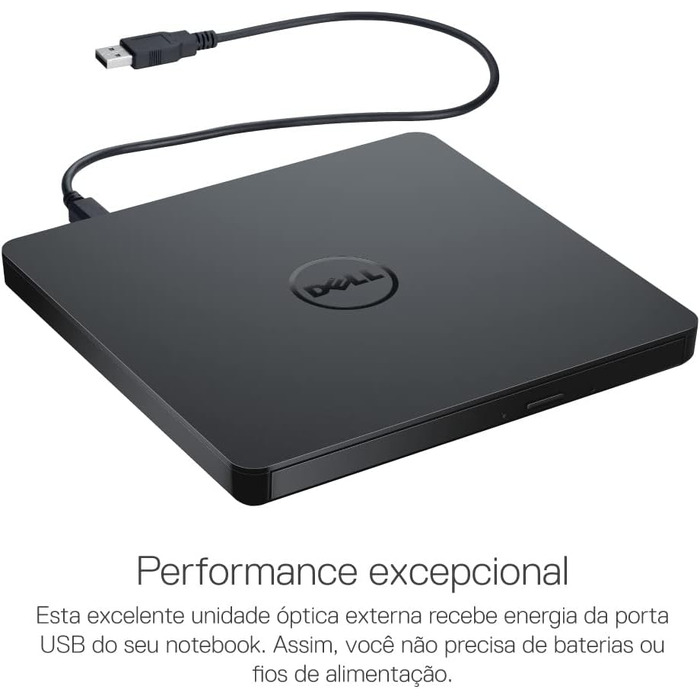 Зовнішній DVD-привід Dell Slim DW316 DVD+/-RW (8x8x5x) USB 2.0 для ноутбуків Inspiron, OptiPlex, Vostro, XPS, чорний