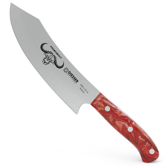 Ніж кухарський Giesser Red Diamond 20 см, PremiumCut No 1, Німеччина - професійний кухонний ніж з нержавіючої сталі, червоний акрил