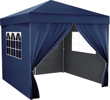 YITAHOME Outdoor Pop-Up Gazebo with Sides, Folding Gazebo, Waterproof Foldable Garden Gazebo for All Seasons, Camping Gazebo, Anti-UV with Free Adjustable Height for Parties, Markets (Blue, 3x3 Meters)