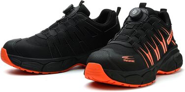 Черевики робочі чоловічі легкі, захисні черевики зі сталевим підноском, жіночі, дихаючі, зручні, широка колодка, гумова підошва, помаранчеві, 40 EU