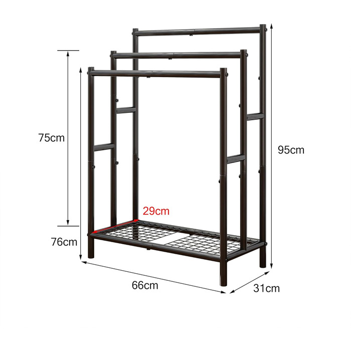 Підставка для рушників, тримач рушників, стійка для рушників на 3 рейки, чорний, для ванної кімнати