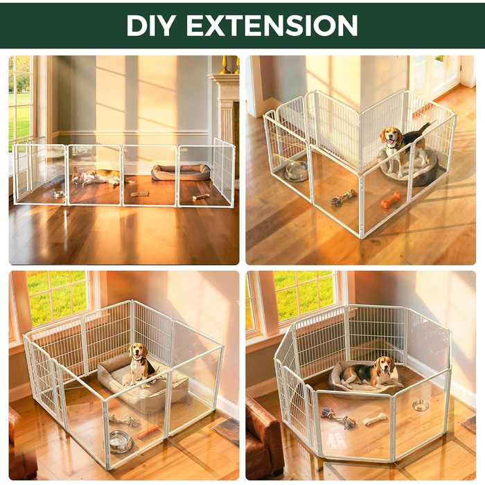 Клітка для собак Pawadise FXW – міцна, 61 см, 8 панелей, біла. Ідеально для цуценят та маленьких собак. Патентована модель