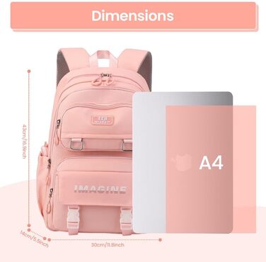 Шкільний рюкзак Tanou для дівчаток-підлітків, велика місткість, чорний (9573# Рожевий)