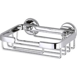 tesa ALUXX Soap Basket, Aluminum, Chrome-plated, guaranteed rust-free, including adhesive solution, 95 mm x 135 mm x 47 mm