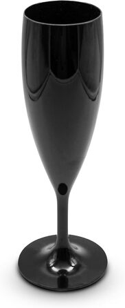 DOJA Barcelona: Набір з 6 склянок для шампанського, 60 мл, чорний полікарбонат, багаторазові | 195x68x2 мм
