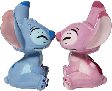 Enesco 6008687 Disney Ceramic Stitch and Angel Salt and Pepper Shakers, Stoneware, Multicolor