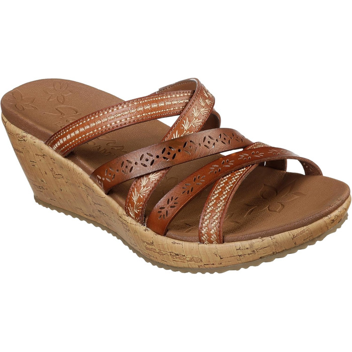 Сандалі жіночі Skechers Beverlee-Tiger Posse на танкетці, 40 EU, Duraleather бежеві