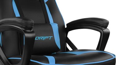 Ігрове крісло DRIFT GAMING DR50 (DR50BL) професійне, регулювання висоти, гойдання, м'які підлокітники, штучна шкіра, чорно-синє, 67x122-131x67 см