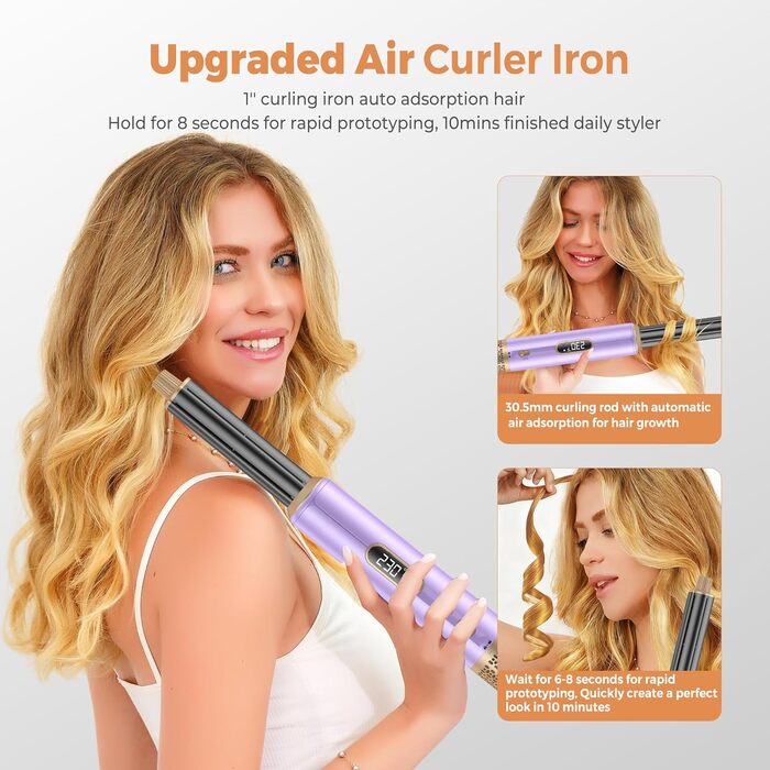 Фен-щітка Pro Airstyler 5 в 1: 1000W, іонізація, 30мм насадка для локонів, сушка, укладка, випрямлення. Violet