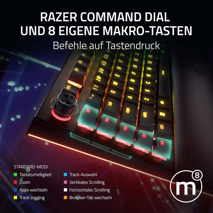 Механічна ігрова клавіатура Razer BlackWidow V4X з Green Clicky Switches (RGB Chroma, 6 макро-клавіші, Doubleshot ABS-клавіші, QWERTY US-розкладка)