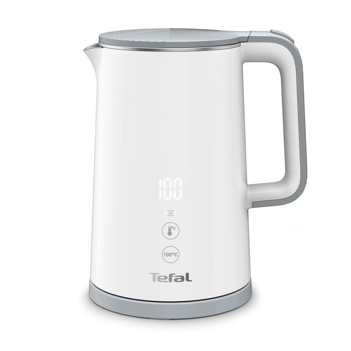 Електричний чайник Tefal Includeo KI5338, 1.5 л, 2400 Вт, білий — з протиковзаючою ручкою та знімним фільтром
