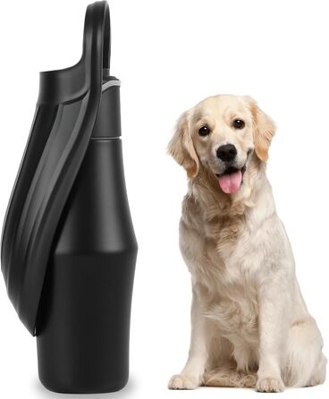 Водяна пляшка для собак на прогулянці - не протікає, з нержавіючої сталі, подвійні стінки, вакуумна ізоляція, 750 мл, чорна