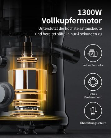 Центрифужна соковижималка GDOR 1300W для овочів та фруктів з широким завантажувальним отвором 81 мм