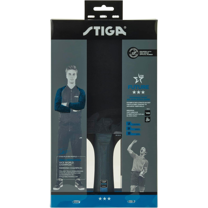 Набір для пінг-понгу STIGA Future для атакувальних гравців - 3 зірки - 5-шарове дерево, сертифіковані накладки STAR 3, технологія WRB - контроль, обертання та швидкість для точної гри