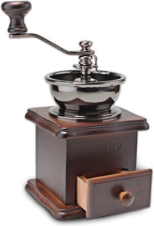 Ручна кавомолка A + kitchen Vintage стиль з керамічним жорном, коричнева, 20 x 9,5 x 16,5 см
