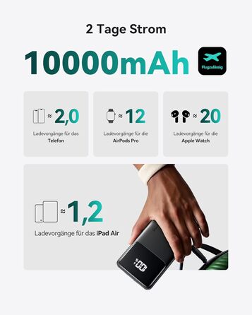 Power Bank INIU, 10000mAh, Швидка зарядка USB-C, PD3.0 QC4.0, Сумісний з iPhone, Samsung, iPad, Чорний