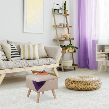 Оксамитовий табурет Relaxdays з місцем для зберігання