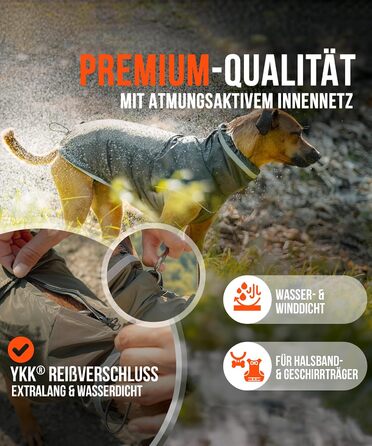 ZAUBERPFOTE® Dog Raincoat London | With extra-long YKK® zipper for collar & harness | For small, medium & large dogs | Waterproof & machine washable | Dog Raincoat (40)