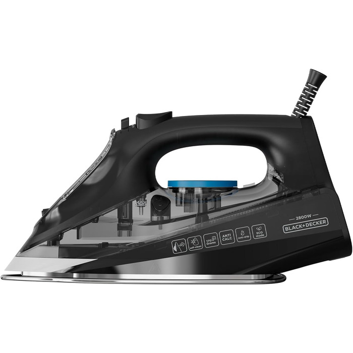 Праска Black+Decker Blau BXIR2200E з парою, 2200 Вт, пластик, 370 мл, 2600 Вт, 170 г/хв