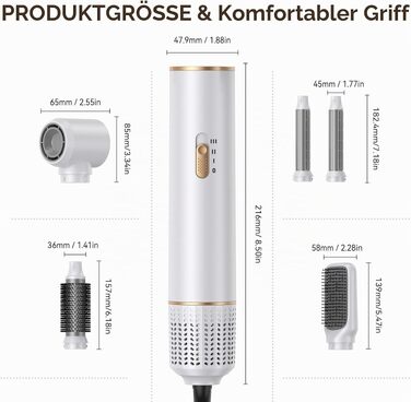 Мультистайлер для волосся 5 в 1 Airstyler 1000W: фен-щітка, автоматичний стайлер для кучерів, об'єму та випрямлення, 3 режими температури