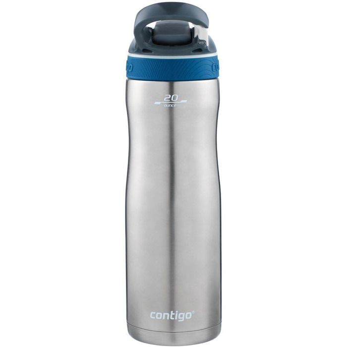 Contigo Ashland Chill Autospout Stainless Steel Water Bottle with Straw, Leak-Proof, Insulated Bottle for Sports, Biking, Hiking, 590 ml, Monaco
