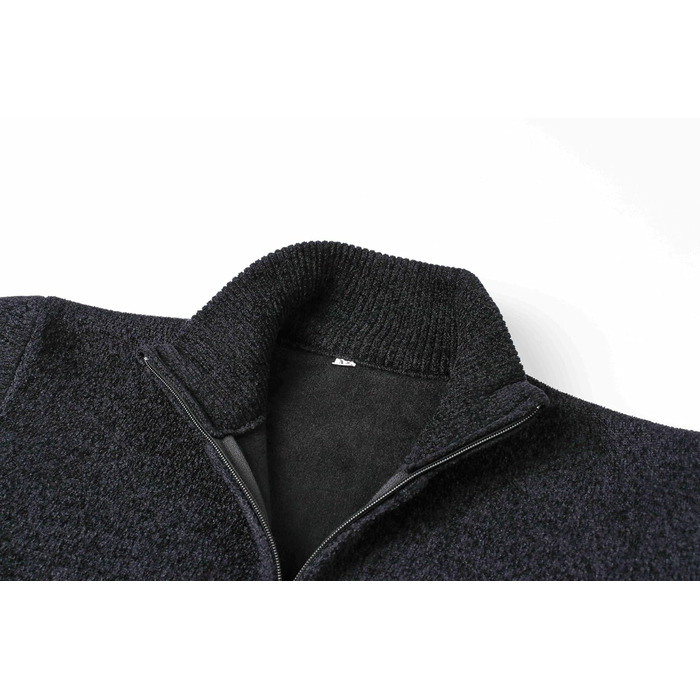 Чоловіча в'язана жилетка з коміром-стійкою та блискавкою, тепла з м'якою підкладкою, спортивна куртка-кардиган, дрібний в'яз, осінньо-зимова куртка (XXL, Чорний)