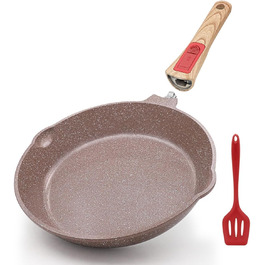 Сковорода з антипригарним покриттям з кераміки 28 см, здорова керамічна сковорода зі знімним ручками, придатна для духовки, без PFAS, PFOA та PTFE (колір: коричневий)