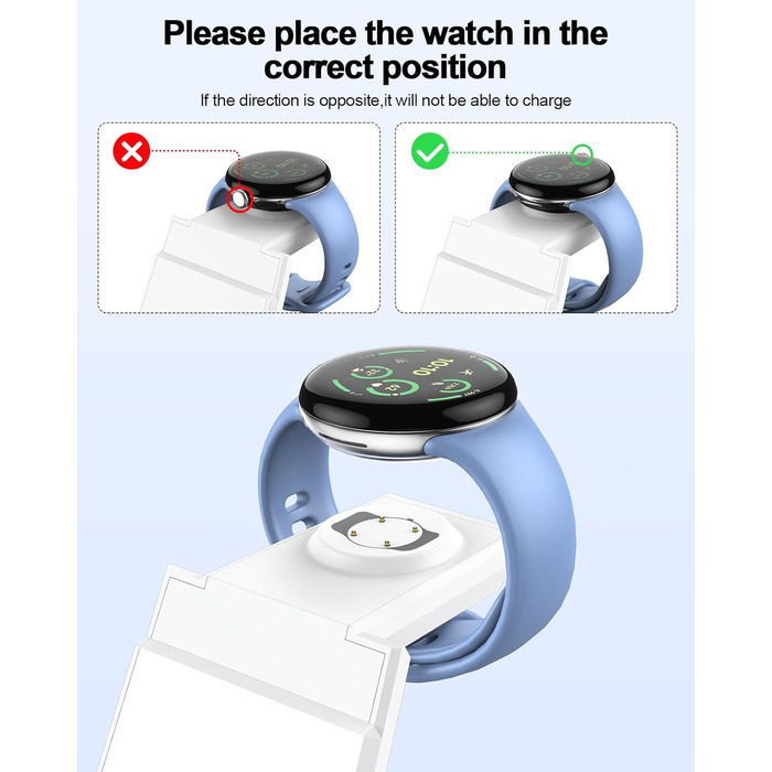 Бездротова зарядка NANAMI 3-в-1 для Google Pixel Watch 3/2, Fitbit Versa 4/3, Pixel 10 Pro/10/9/9a/8/7, Pixel Buds Pro 2 (Класичний Білий)