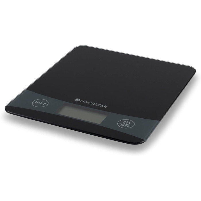 Кухонні ваги Silvergear® Digital з підключенням до App до 5 кг | Електронні кухонні ваги з функцією тарування | Цифрові ваги з підрахунком калорій | Точне вимірювання до 0,1 г | Підсвічений LCD-дисплей | Чорний