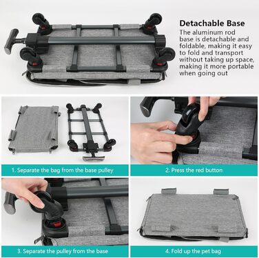 Великий переносний вольєр для котів на колесах, сумка-переноска для котів, 3 в 1 для собак, сумка на плечі, візок для собак, переносний вольєр для тварин, сірий