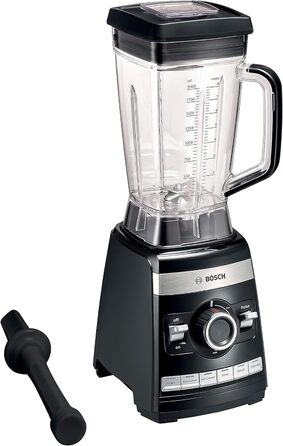 Bosch Stand Mixer VitaBoost MMBH6P6B, 6-Blade Stainless Steel Blades, 2.5L Tritan Mixing Container, Pusher, 6 Automatic Programs, Recipe Book, BPA-Free, Easy Cleaning, 45,000 RPM, 1600 W, black