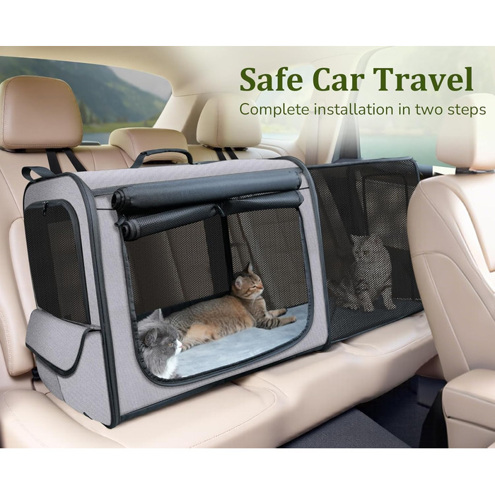 Транспортна переноска для собак Pecute: стабільна, складана, дихаюча, з ролетним віконцем (61x52x45 см)