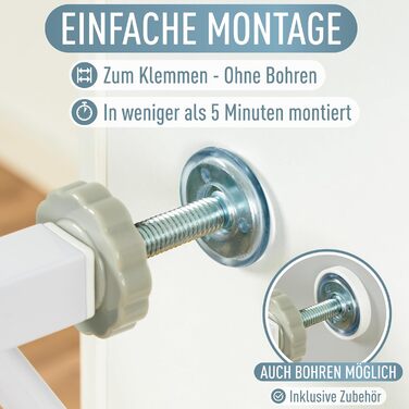 Захист для сходів IB STYLE для дітей - сітка для сходів, перегородка для тварин, без свердління, білий, 67-75 см