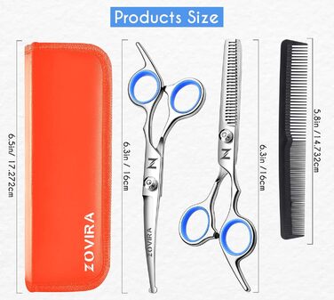 Набір для грумінгу собак та котів: професійні ножиці для стрижки шерсті з чохлом з екошкіри, нержавіюча сталь