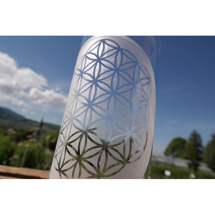 1.0L Carafe with the Flower of Life and cork stopper ~ FREIGLAS ~ Water jug, Flower of Life, engraving