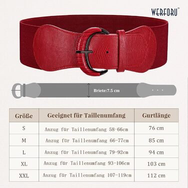 Жіночий широкий еластичний пояс WERFORU для суконь та костюмів (94-107 см, J-червоний)
