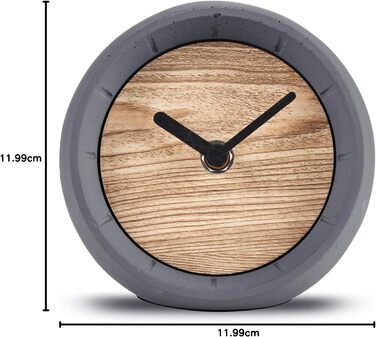 Cander Berlin MNU 6712 Table Clock Silent Concrete Wood Concrete Clock Standing Clock 12 cm Sphere Silent