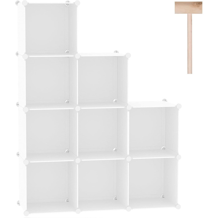 C&AHOME UPCS09M Cube Storage Organizer, 9-Cube Shelves, Closet Cabinet, DIY, Plastic, Modular Bookshelf, ideal for bedroom, living room, milky white