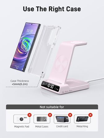 Бездротовий зарядний пристрій для Samsung Galaxy S25 Ultra, Watch Ultra/8/7/6, S24 Z Fold 6/Z Flip 6, Buds (рожевий)