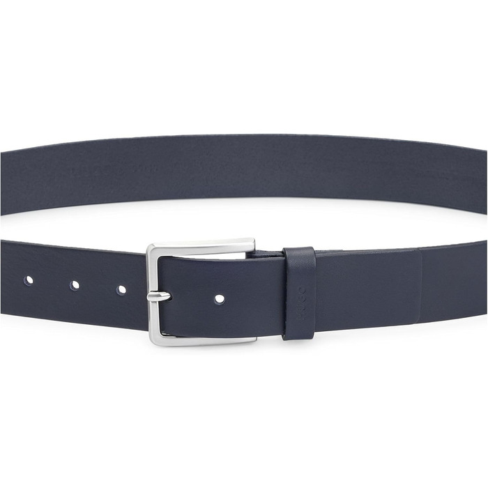 Чоловічий шкіряний ремінь HUGO Gionios з текстурою та металевими деталями (115, Navy410)