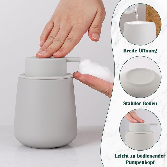 Дозатор для миючого засобу BosilunLife 350 мл - Наповнюваний, велика кнопка, стильний, антиковзкий, BPA-free для кухні та ванної кімнати