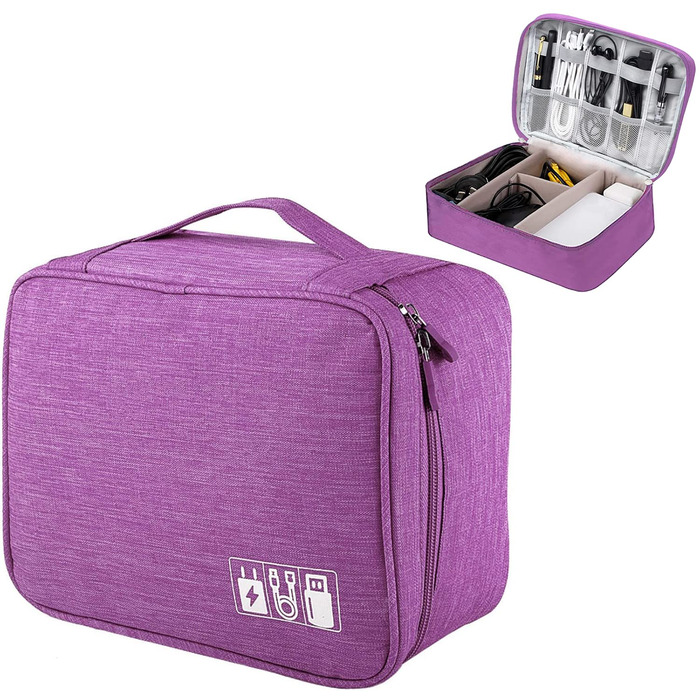 Органайзер для кабелів LTLSZRN, сумка-органайзер для електроніки, фіолетовий