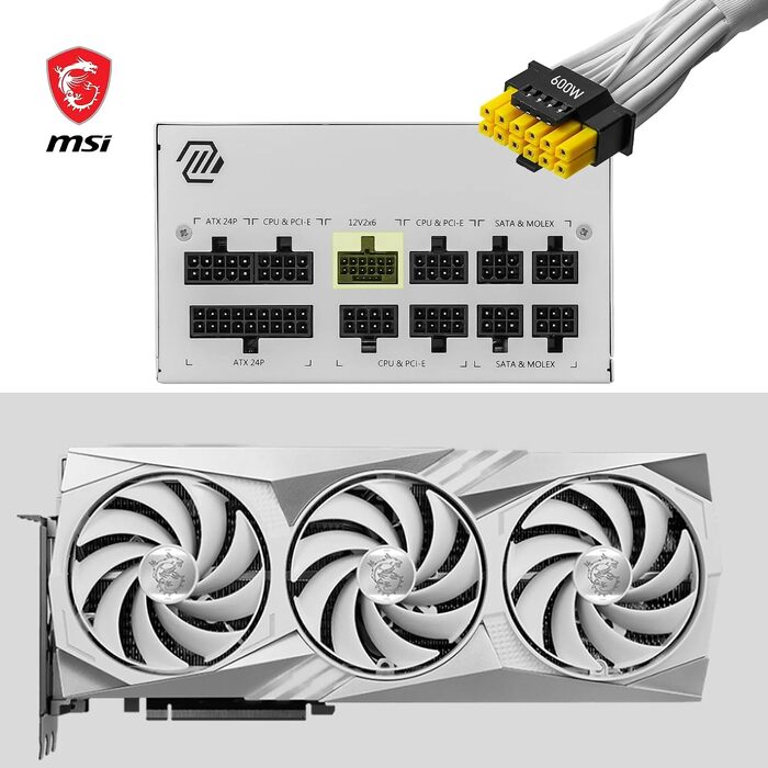 Блок живлення MSI MAG A850GL PCIE5 White, 850W, 80 Plus Gold, повністю модульний, ATX 3.0, PCIe 5.0, білий