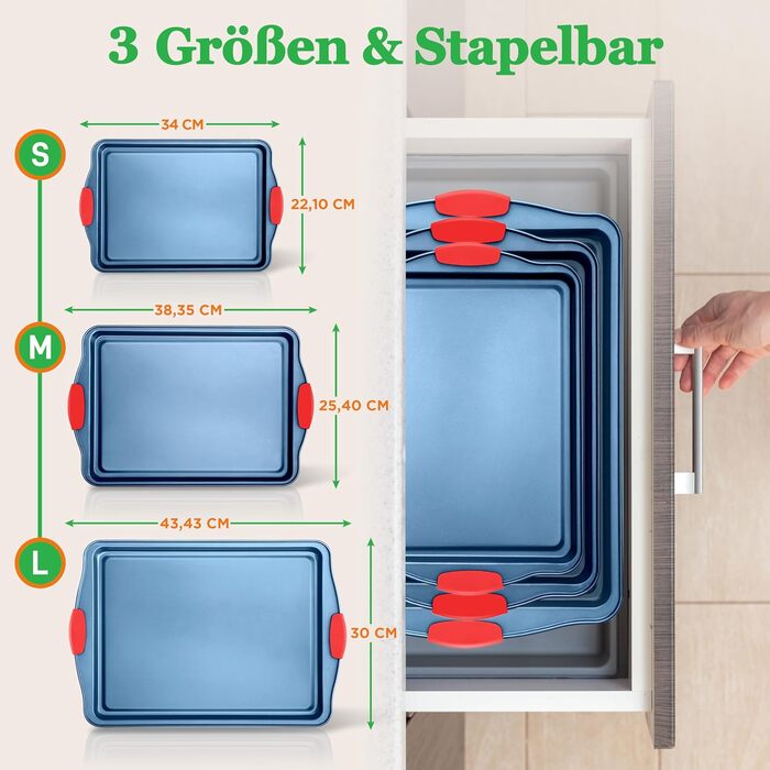 Набір форм для випічки Nutrichef 10 шт. з антипригарним покриттям – для випікання солодкого (печиво) та солодкого (піца). Набір форм з вуглецевої сталі, без PFOA та PTFE, з силіконовими ручками (круглі/квадратні сковорідки)