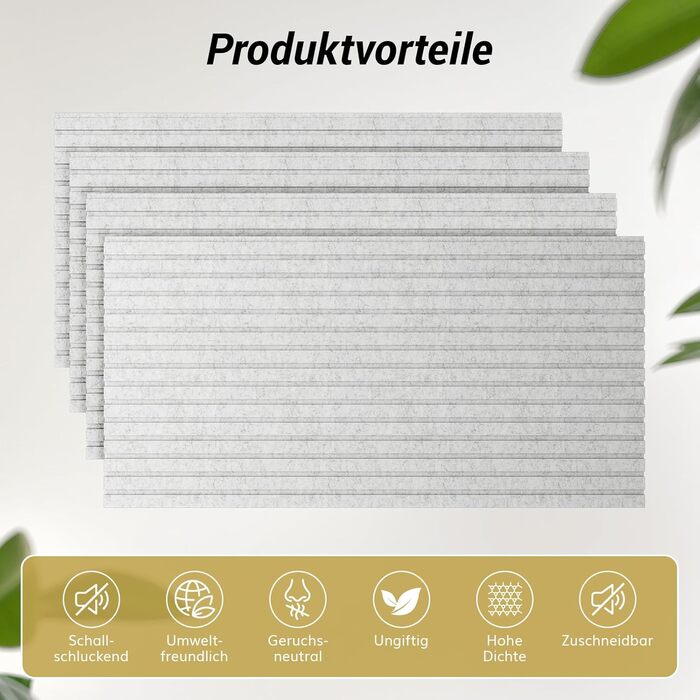 Акустичні панелі TONOR самоклеючі для звукоізоляції 120x60x1.9 см, шумопоглинаючі панелі для студії, офісу та дому, сірі (8 шт)