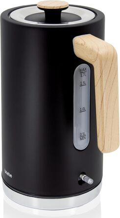 Тостер Briebe Nordic Set з широкими слотами та підставою для бургерів, 6 режимів підсмажування + Електричний чайник 1,7л, 2200W, чорний, набір для сніданку