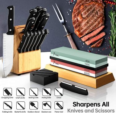 Набір точильних каменів Schleifstein: 400/1000/3000/8000, для заточування ножів, з підставкою, знімач задирок, шкіра для полірування